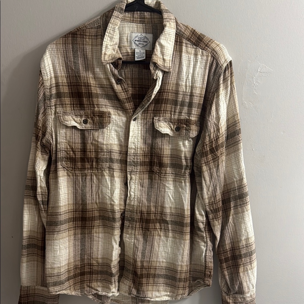 St. John's Bay Brown Plaid Long Sleeve Shirt